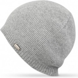 Skullies & Beanies Cashmere Wool Beanie Knit Hats for Men Women- Fashion and Slouchy- Comfortable Skin - Light Gray - C718YLT...