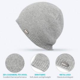 Skullies & Beanies Cashmere Wool Beanie Knit Hats for Men Women- Fashion and Slouchy- Comfortable Skin - Light Gray - C718YLT...