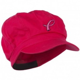 Newsboy Caps Hot Pink Ribbon Breast Cancer Embroidered Newsboy Cap - Fuchsia - CK11MJ47IHP $24.26