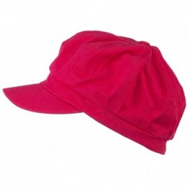 Newsboy Caps Hot Pink Ribbon Breast Cancer Embroidered Newsboy Cap - Fuchsia - CK11MJ47IHP $24.26