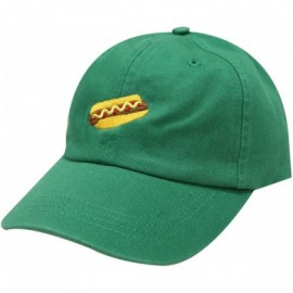 Baseball Caps Hotdog Cotton Baseball Dad Caps - Kelly Green - CF12LQ2GB0P $13.49