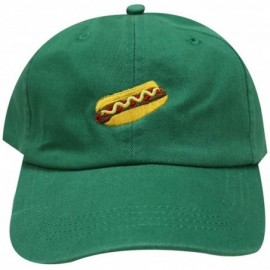 Baseball Caps Hotdog Cotton Baseball Dad Caps - Kelly Green - CF12LQ2GB0P $13.49