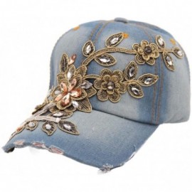 Baseball Caps Adjustable Jeans Hat- New Vogue Women Diamond Flower Baseball Cap Summer Style Lady Jeans Hats (A) - A - C1180U...