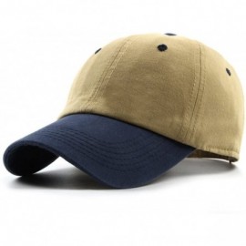 Baseball Caps Unisex Classic Washed Dyed Cotton Baseball Cap Two Tone Low Profile 6 Panel Adjustable Vintage Hat - Yellow - C...