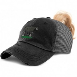 Baseball Caps Custom Womens Ponytail Cap Show Heifer Embroidery Cotton Strap Closure - Black Design Only - CP195WRXSW0 $22.54