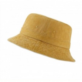 Bucket Hats Bucket Hats Beach Sun Hat Outdoor Washed Cotton Hat 100% Cotton for Women - Yellow - CS198O0DDZI $20.30