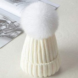 Skullies & Beanies Women Winter Pompoms Beanie Hat Warm Acrylic Knit Hat with Cut Pom pom Ski Cap for Unisex Men Kids Girls B...