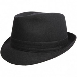 Fedoras Classic Trilby Feutre Wool Felt Trilby Hat Water Repellent - Noir - CD11HLUNDSZ $37.13