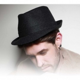 Fedoras Classic Trilby Feutre Wool Felt Trilby Hat Water Repellent - Noir - CD11HLUNDSZ $37.13