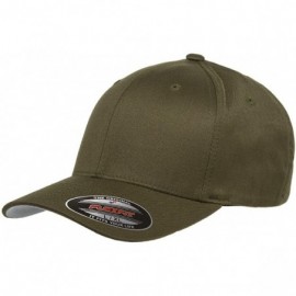 Baseball Caps Original Flexfit Wooly Cotton Twill Cap 6277- Stretch Fit Baseball Cap w/Hat Liner - Olive - CC1803KTQS0 $26.37