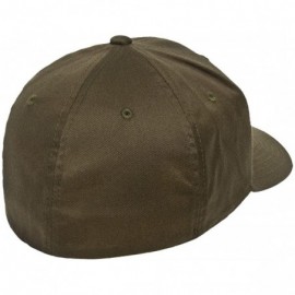 Baseball Caps Original Flexfit Wooly Cotton Twill Cap 6277- Stretch Fit Baseball Cap w/Hat Liner - Olive - CC1803KTQS0 $12.47