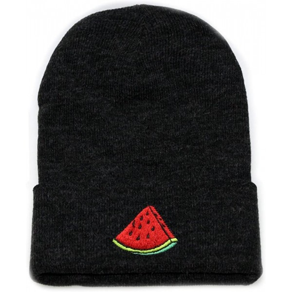 Skullies & Beanies Sk901 Watermelon Basic Ski Winter Beanie Hats - Dark Grey - C5185RU30QY $15.88