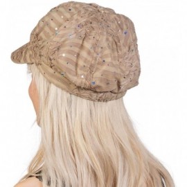 Newsboy Caps Glitter Sequin Trim Newsboy Hat - Beige - CA11TN475PT $10.74