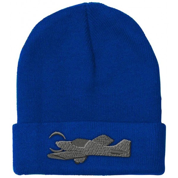 Skullies & Beanies Custom Beanie for Men & Women Low-Wing Airplane Embroidery Acrylic Skull Cap Hat - Royal Blue - CV18ZS20U8...