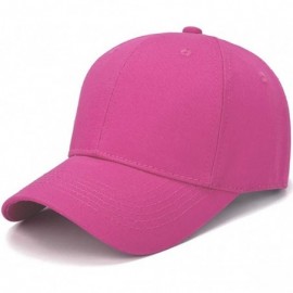Baseball Caps Unisex Vintage Washed Distressed Baseball-Cap Adjustable Light Board Solid Color Outdoor Sun Hat - Hot Pink - C...