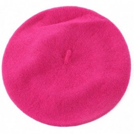 Skullies & Beanies Girl Solid Color Warm Winter Beret French artist Beanie Hat Ski Cap - Rose-red - CP188YRLMIQ $12.09