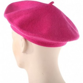 Skullies & Beanies Girl Solid Color Warm Winter Beret French artist Beanie Hat Ski Cap - Rose-red - CP188YRLMIQ $12.09