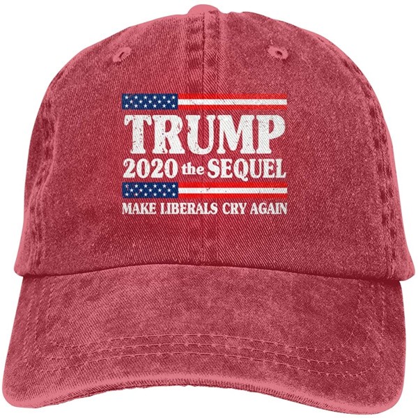 Baseball Caps Trump 2020 The Sequel Make Liberals Cry Again Men Women Washed Baseball Cap - Red - C4196YE7KCN $11.45