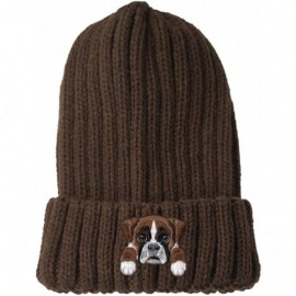 Skullies & Beanies [ Boxer Dog ] Cute Embroidered Puppy Dog Warm Knit Fleece Winter Beanie Skull Cap - Brown - CJ189RWIU3T $1...