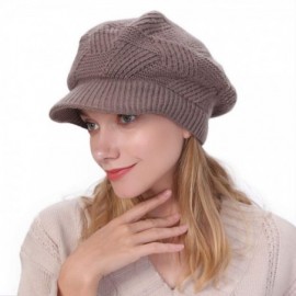 Skullies & Beanies Womens Winter Hat Newsboy Hat with Visor Cable Crochet Beanie Hat - Khaki-style2 - CK18Y7EWLYA $10.59