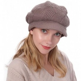 Skullies & Beanies Womens Winter Hat Newsboy Hat with Visor Cable Crochet Beanie Hat - Khaki-style2 - CK18Y7EWLYA $10.59