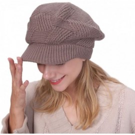 Skullies & Beanies Womens Winter Hat Newsboy Hat with Visor Cable Crochet Beanie Hat - Khaki-style2 - CK18Y7EWLYA $10.59