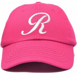 Baseball Caps Initial Hat Letter R Womens Baseball Cap Monogram Cursive Embroider - Hot Pink - CW18U3778KX $27.26
