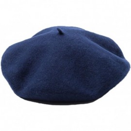 Men's Unisex Adults Solid Color Wool Artist French Beret Hat - Navy ...