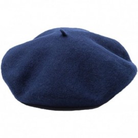 Berets Men's Unisex Adults Solid Color Wool Artist French Beret Hat - Navy Blue - CI18X97A5Y5 $9.97