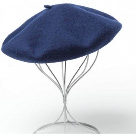 Berets Men's Unisex Adults Solid Color Wool Artist French Beret Hat - Navy Blue - CI18X97A5Y5 $9.97