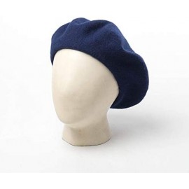 Berets Men's Unisex Adults Solid Color Wool Artist French Beret Hat - Navy Blue - CI18X97A5Y5 $9.97