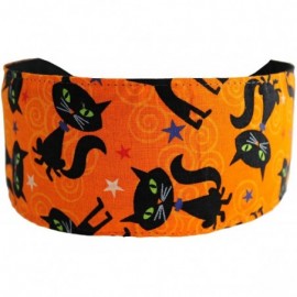 Headbands Halloween Headband- Black Cats and Stars Over Bright Orange- Soft Cloth Headwrap - C7114CMLL25 $10.29
