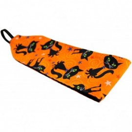 Headbands Halloween Headband- Black Cats and Stars Over Bright Orange- Soft Cloth Headwrap - C7114CMLL25 $10.29