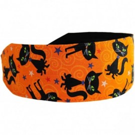 Headbands Halloween Headband- Black Cats and Stars Over Bright Orange- Soft Cloth Headwrap - C7114CMLL25 $10.29