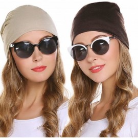 Skullies & Beanies Unisex Cotton Beanies Soft Sleep Cap for Hairloss Cancer Chemo 2 - Pack - Beige+coffee - CY1850987KX $12.22