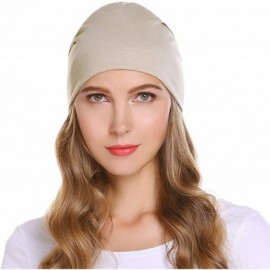 Skullies & Beanies Unisex Cotton Beanies Soft Sleep Cap for Hairloss Cancer Chemo 2 - Pack - Beige+coffee - CY1850987KX $12.22