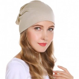 Skullies & Beanies Unisex Cotton Beanies Soft Sleep Cap for Hairloss Cancer Chemo 2 - Pack - Beige+coffee - CY1850987KX $29.40