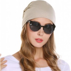 Skullies & Beanies Unisex Cotton Beanies Soft Sleep Cap for Hairloss Cancer Chemo 2 - Pack - Beige+coffee - CY1850987KX $12.22