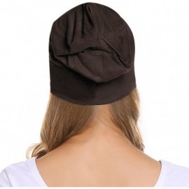 Skullies & Beanies Unisex Cotton Beanies Soft Sleep Cap for Hairloss Cancer Chemo 2 - Pack - Beige+coffee - CY1850987KX $12.22