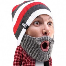 Skullies & Beanies Stubble Cruiser Beard Beanie - Funny Knit Hat and Fake Beard Facemask - Grey - CA11DEAXJB1 $18.81