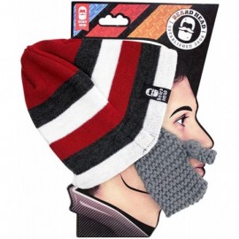 Skullies & Beanies Stubble Cruiser Beard Beanie - Funny Knit Hat and Fake Beard Facemask - Grey - CA11DEAXJB1 $18.81