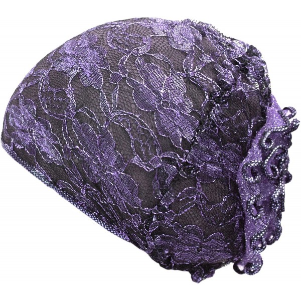 Headbands Beautiful Metallic Turban-style Head Wrap - Lacey Lavender - C118CUCH26X $12.29