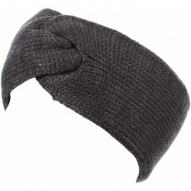 Cold Weather Headbands Women's Winter Chic Solid Knotted Crochet Knit Headband Turban Ear Warmer - Charcoal Gray - C518ILZAG2...