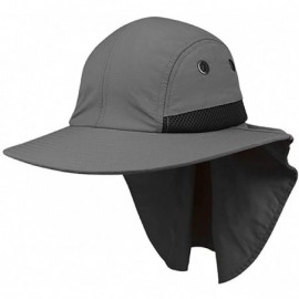 Sun Hats 4 Panel Large Bill Flap Hat - Gray - CQ11JOICU4P $11.39