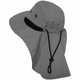 Sun Hats 4 Panel Large Bill Flap Hat - Gray - CQ11JOICU4P $11.39