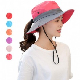 Sun Hats Women's Outdoor Sun Hat UV Protection Cap Foldable Mesh Wide Brim Hats for Summer Beach Safari Fishing Hat - CT18RXR...