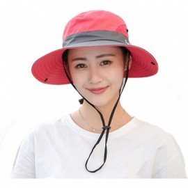 Sun Hats Women's Outdoor Sun Hat UV Protection Cap Foldable Mesh Wide Brim Hats for Summer Beach Safari Fishing Hat - CT18RXR...