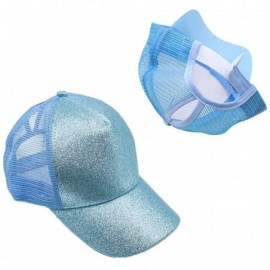 Baseball Caps Glitter Ponytail Messy High Buns Baseball Caps Adjustable Ponycap Womens Hats Baseball Caps - Blue - CU18D62E7N...