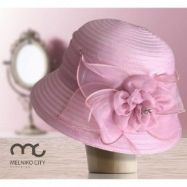 Sun Hats Women's Derby Cloche Hat Organza Church Wedding - Rosy - CS18QSTRYHC $22.78