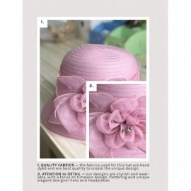 Sun Hats Women's Derby Cloche Hat Organza Church Wedding - Rosy - CS18QSTRYHC $22.78